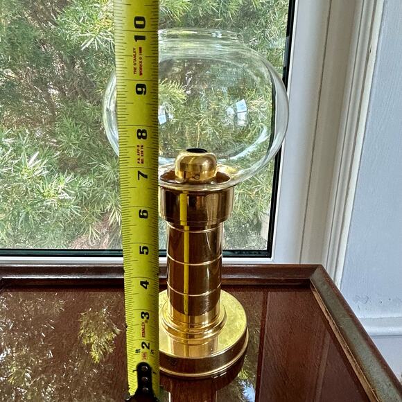 Vintage MCM FOHL Spring Fed Brass Candle Holder With Glass Shade - W. Germany - Picture 9 of 14